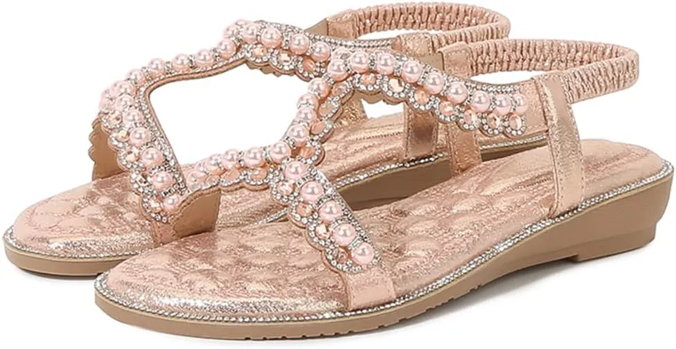 HNGHOU Women's Summer Casual Bohemia Open Toe Beach Wedge Sandal Shoes