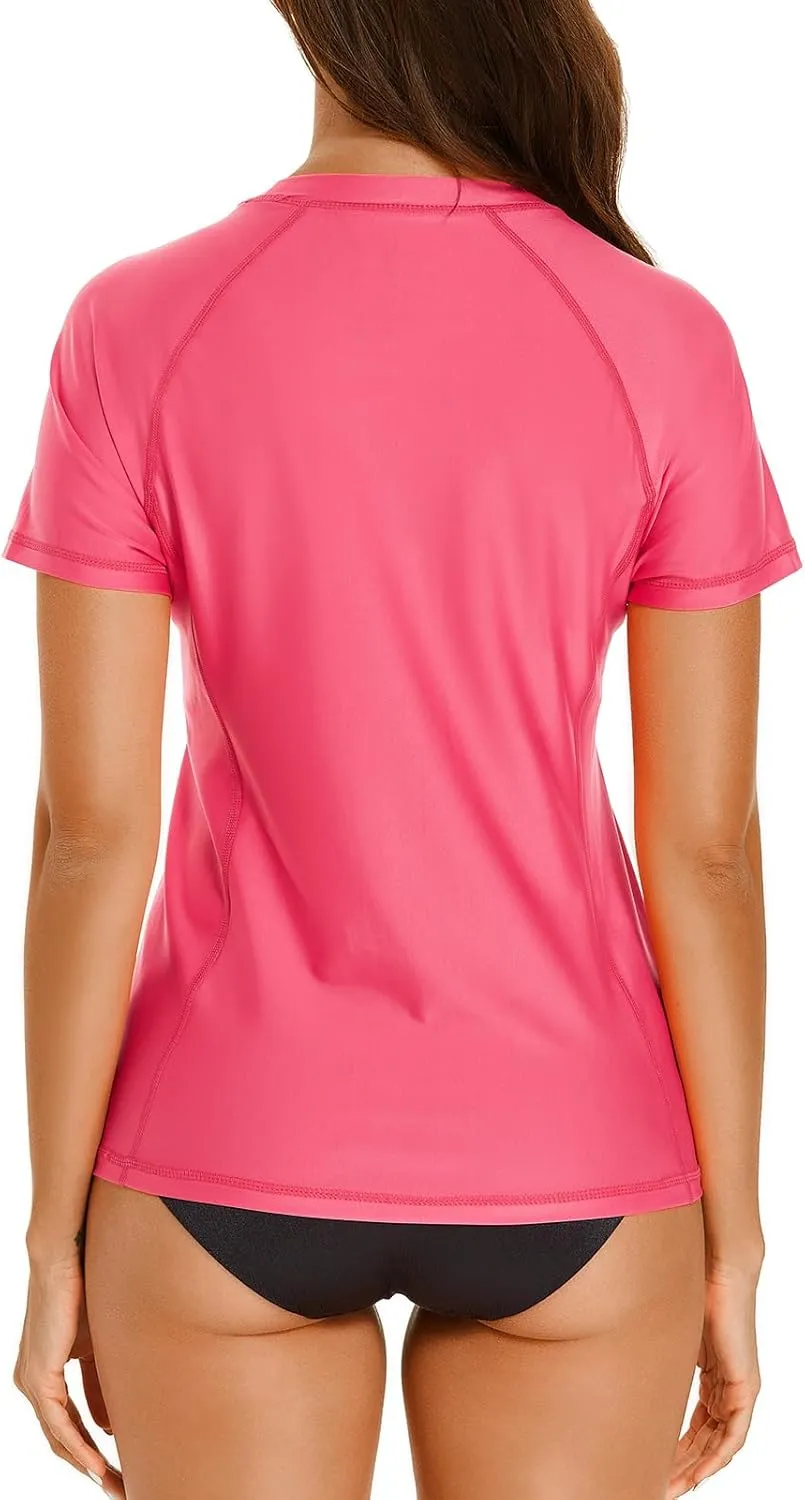 HODOSPORTS Women's UPF 50  Rash Guard Sun Protection Swim Shirt Quick Dry Swimsuit Lightweight Short Sleeve