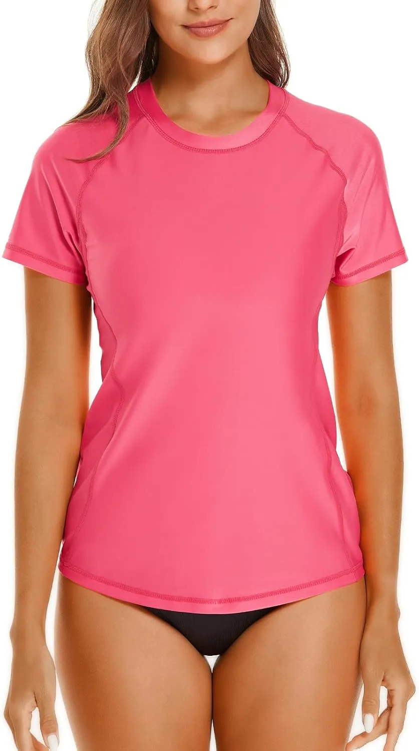 HODOSPORTS Women's UPF 50  Rash Guard Sun Protection Swim Shirt Quick Dry Swimsuit Lightweight Short Sleeve