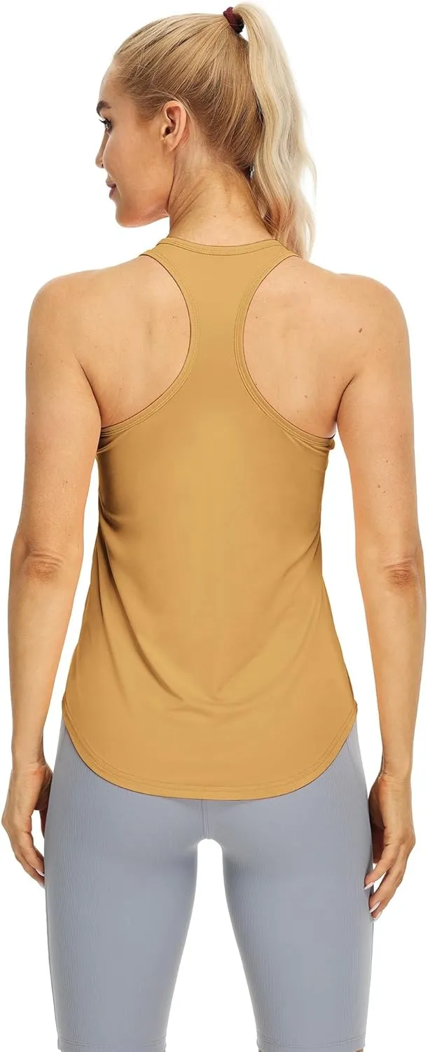 icyzone Women's Racerback High Neck Athletic Tank Tops for Workout Yoga Running (Pack of 3)