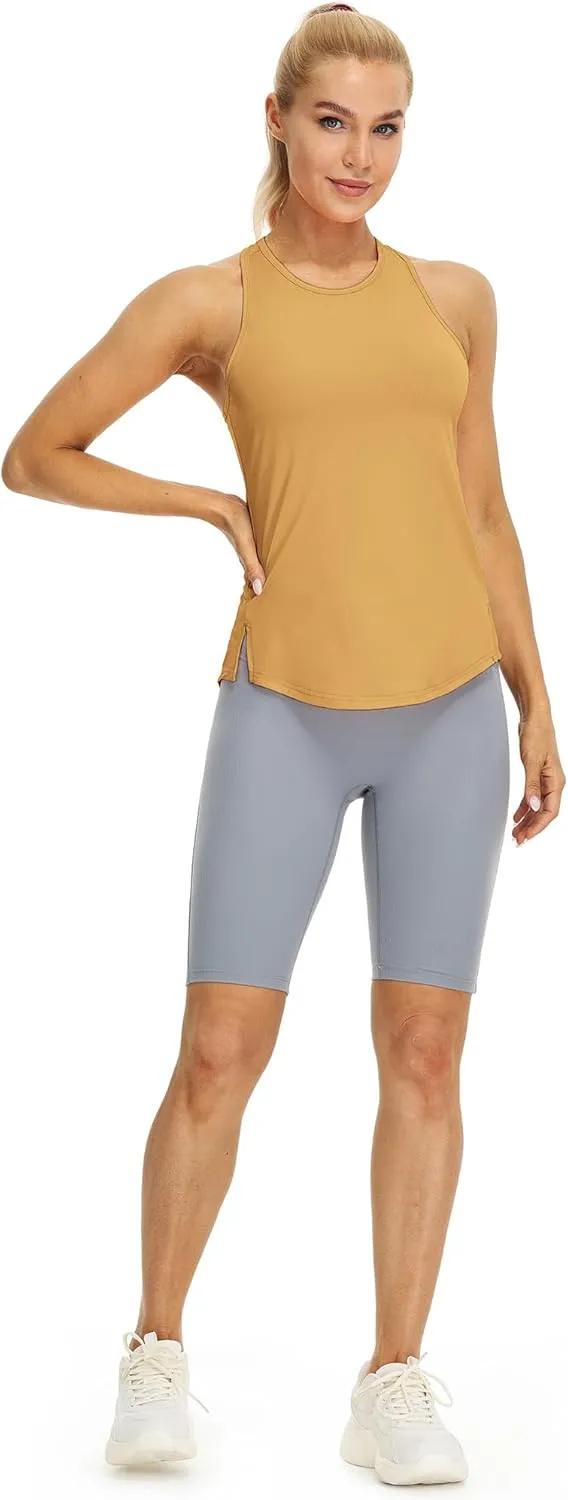 icyzone Women's Racerback High Neck Athletic Tank Tops for Workout Yoga Running (Pack of 3)