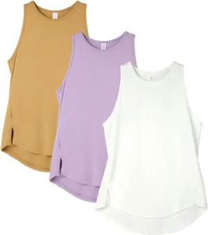 icyzone Women's Racerback High Neck Athletic Tank Tops for Workout Yoga Running (Pack of 3)