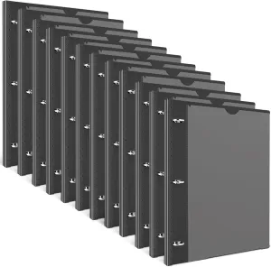 INFUN 1 Inch Telescoping 3 Ring Binder - 12 PCS-Black, Flexible Binders with Customizable Front Cover and Clear Catalog Pocket,1 inch Binders 3 Ring, 225 Sheet Capacity