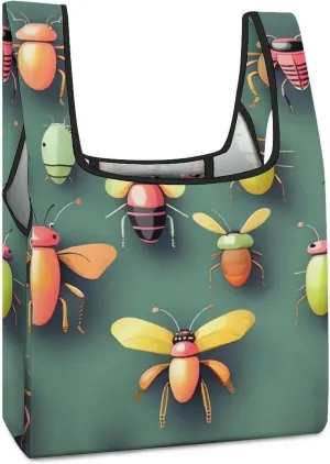 Insect Atlas Tote Bag Reusable Shopping Handbag Washable Foldable Grocery Tote for Picnic Shopping