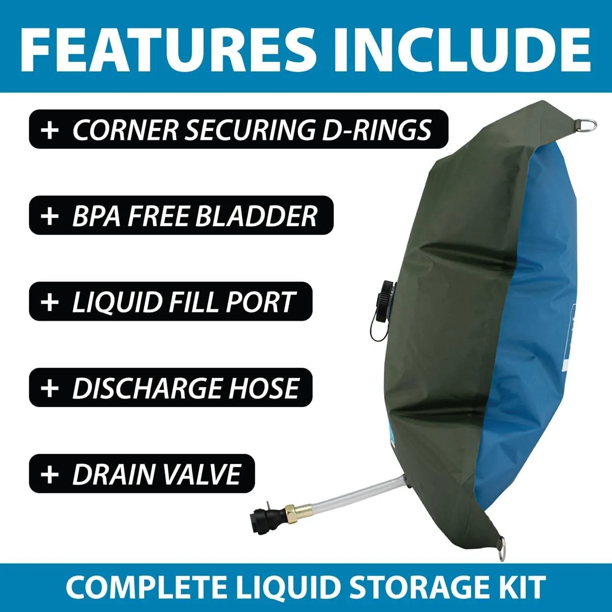 Jenlis Ivy Bag Large Drinking Water Bladder, Food Grade & BPA Free Container, Big Portable Fluid Holding Tank, Durable Potable Liquid Transport Tote, Compact Collapsible & Foldable Storage
