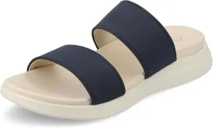 Journee Womens cushioned footbeds Janis multi-strap sandal slip on faux leather platform heel