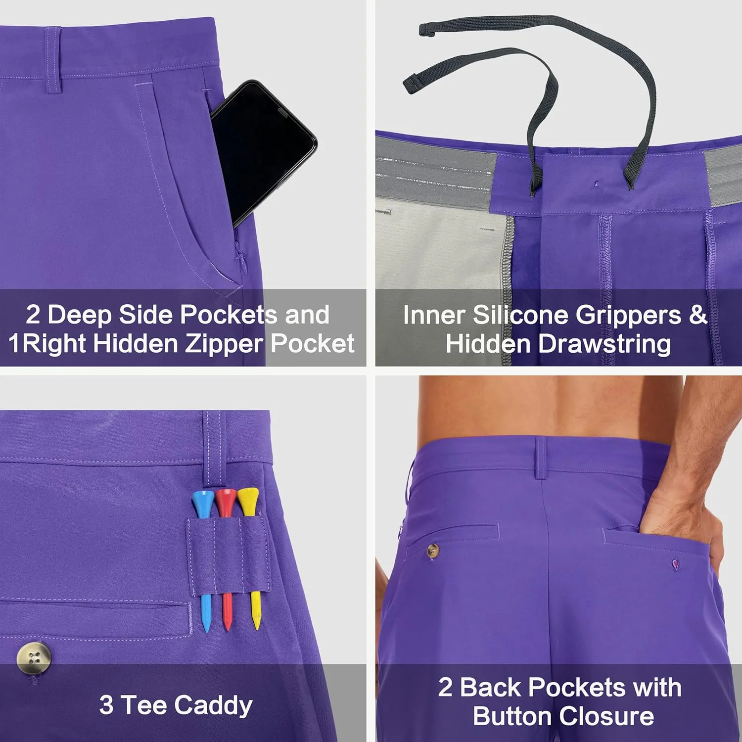 JWM Mens 7"/9" Stretch Golf Shorts - Lightweight Hybrid Casual Dress Work Flat Front Shorts with 5 Pockets Quick Dry UPF50