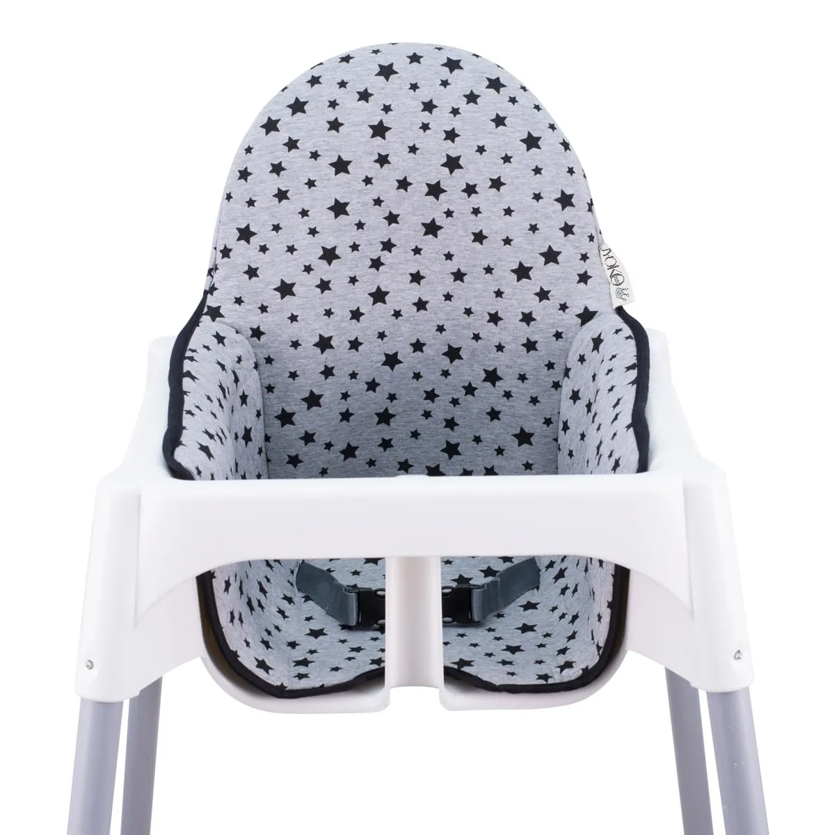 JYOKO Kids High Chair Cushion Compatible with IKEA Antilop Made Cotton 100% Confort (Black Star)
