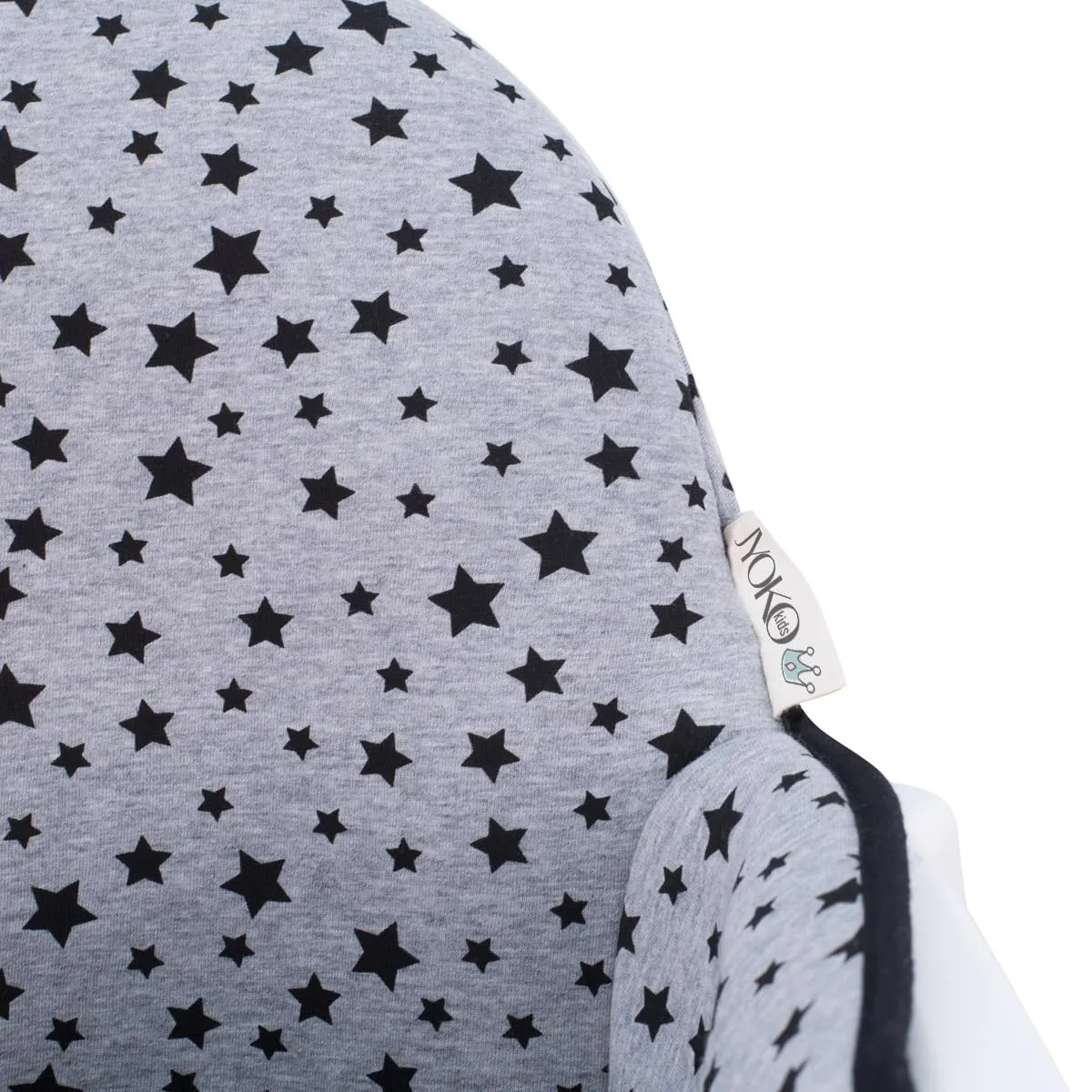 JYOKO Kids High Chair Cushion Compatible with IKEA Antilop Made Cotton 100% Confort (Black Star)