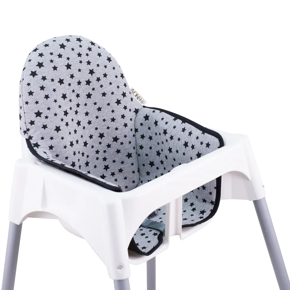 JYOKO Kids High Chair Cushion Compatible with IKEA Antilop Made Cotton 100% Confort (Black Star)