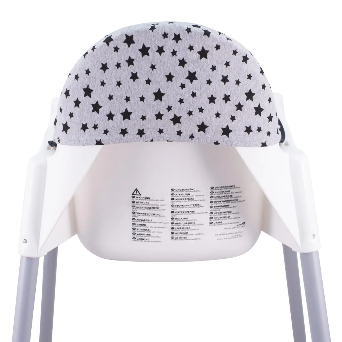 JYOKO Kids High Chair Cushion Compatible with IKEA Antilop Made Cotton 100% Confort (Black Star)