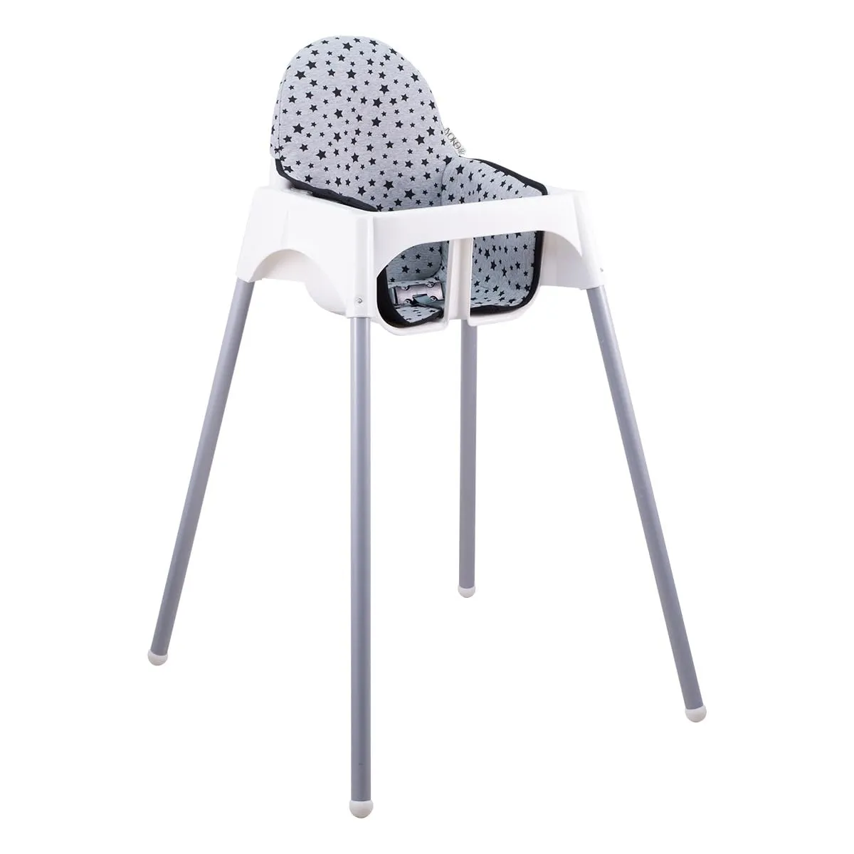 JYOKO Kids High Chair Cushion Compatible with IKEA Antilop Made Cotton 100% Confort (Black Star)