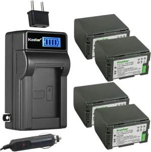 Kastar 4-Pack CGR-D28 Battery and LCD AC Charger Compatible with Panasonic NV-MX350, NV-MX500, NV-MX1000, NV-MX2000, NV-MX2500, NV-MX3000, NV-MX5000, NV-RX11EG, NV-RX22EG, NV-RX33EG, NV-RX66EG