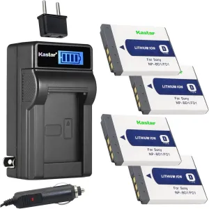 Kastar 4-Pack NP-BD1 Battery and LCD AC Charger Compatible with Sony Cyber-Shot DSC-T90, Cyber-Shot DSC-T200, Cyber-Shot DSC-T300, Cyber-Shot DSC-T500, Cyber-Shot DSC-T700 Cameras