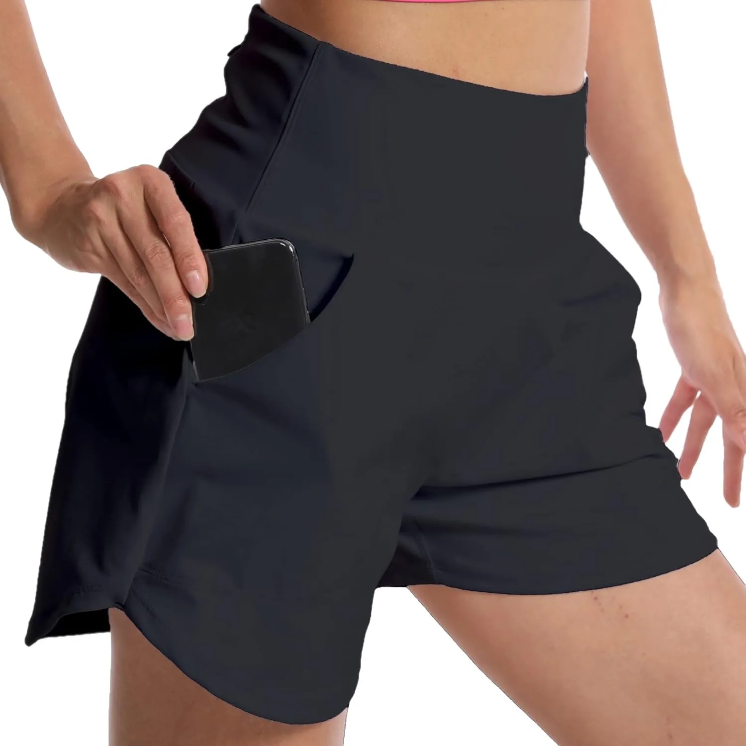 Kcutteyg Running Shorts for Women with Liner High Waisted Lightweight Womens Workout Shorts with Pocket