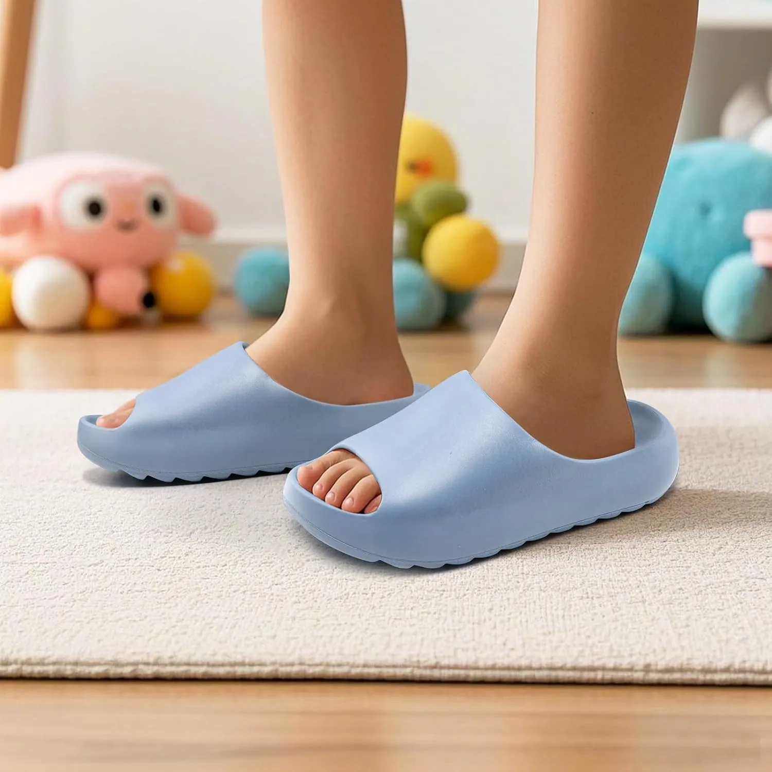 Kids Cloud Slides Slippers For Girls Boys,Pillow House Slippers Non-Slip Super Soft Quick Drying Shower Cushioned Slides Bathroom Thick Sole Sandals Indoor Outdoor Slippers