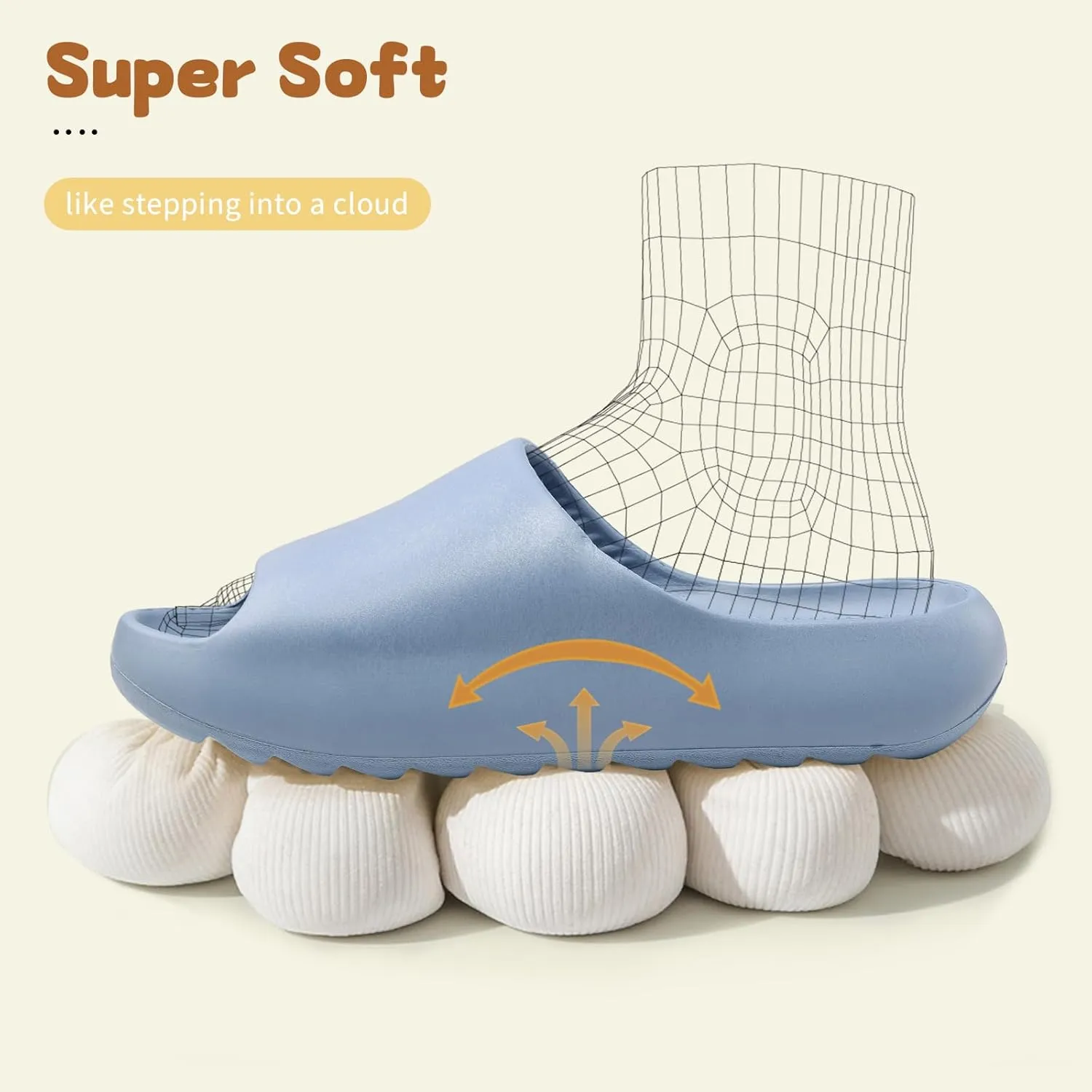 Kids Cloud Slides Slippers For Girls Boys,Pillow House Slippers Non-Slip Super Soft Quick Drying Shower Cushioned Slides Bathroom Thick Sole Sandals Indoor Outdoor Slippers