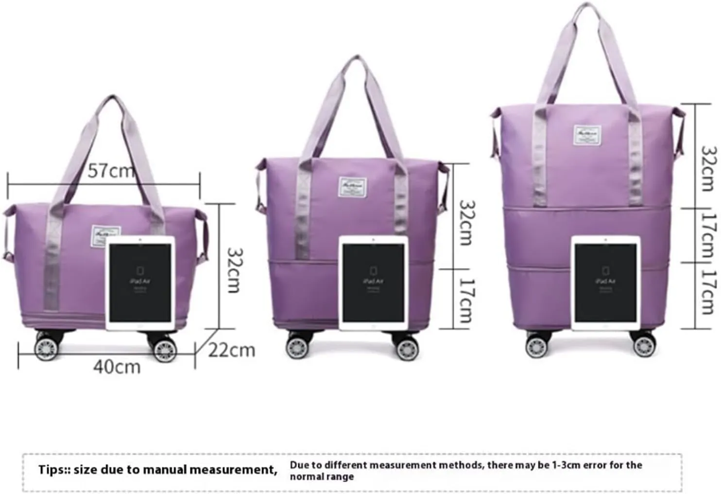 Klarson Expandable Bag with Wheels, Foldable Suitcase Without Handle, Scratch Expandable Travel Duffle Bag with Wheels (Black)