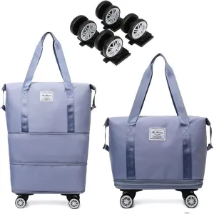 Klarson Expandable Bag with Wheels - New Scratch Expandable Travel Duffle Bag with Wheels, Foldable Suitcase without Handl (E)