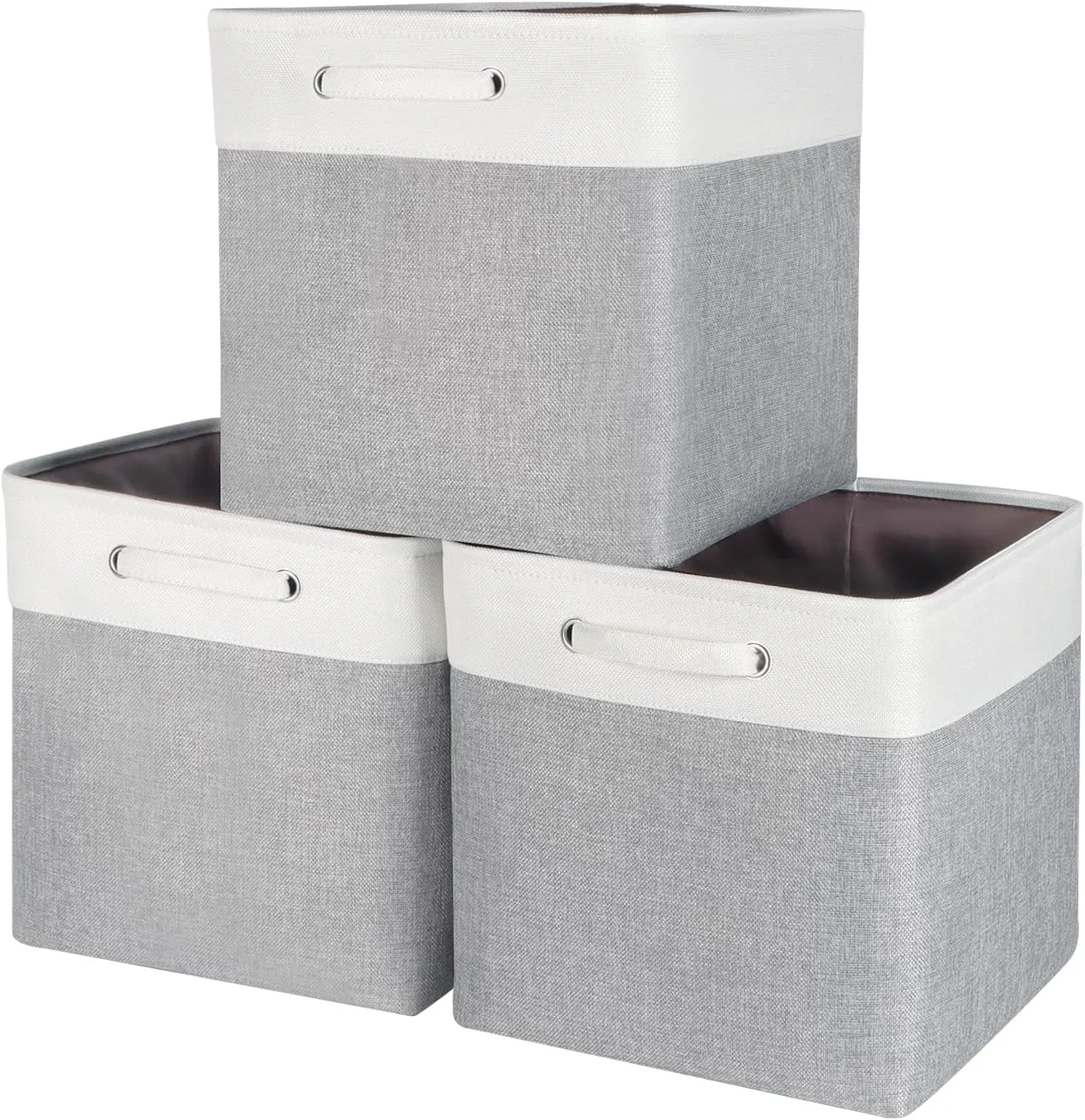 Kntiwiwo Large Storage Cubes 13” x 13” x 13” Foldable Storage Bin Closet Organizers and Storage Basket w/Handles for Organizing Shelf Home Closet Grey - Set of 3