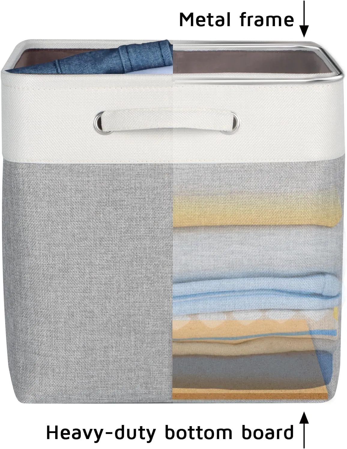Kntiwiwo Large Storage Cubes 13” x 13” x 13” Foldable Storage Bin Closet Organizers and Storage Basket w/Handles for Organizing Shelf Home Closet Grey - Set of 3