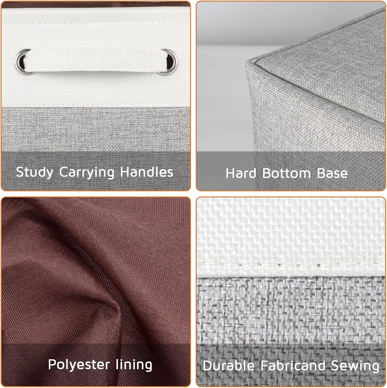 Kntiwiwo Large Storage Cubes 13” x 13” x 13” Foldable Storage Bin Closet Organizers and Storage Basket w/Handles for Organizing Shelf Home Closet Grey - Set of 3
