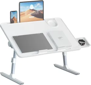 Lap Desk for Bed, Folding Laptop Stand for Bed Table, Adjustable Portable Laptop Bed Tray Desk with Storage Drawer Bookstand Cup Holder for Eating, Working, Writing in Sofa Couch Floor