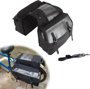 Large Capacity Motorcycle Side Panniers, Durable & Foldable Canvas Two Side Saddlebags, Black