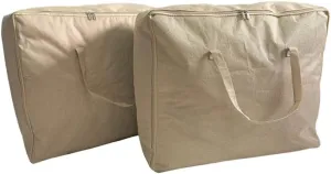 Large Capacity Storage Organizer Foldable Cotton-Linen Moving Bag For Travel Packing Storage Supplies for Room Essentials -2PCS