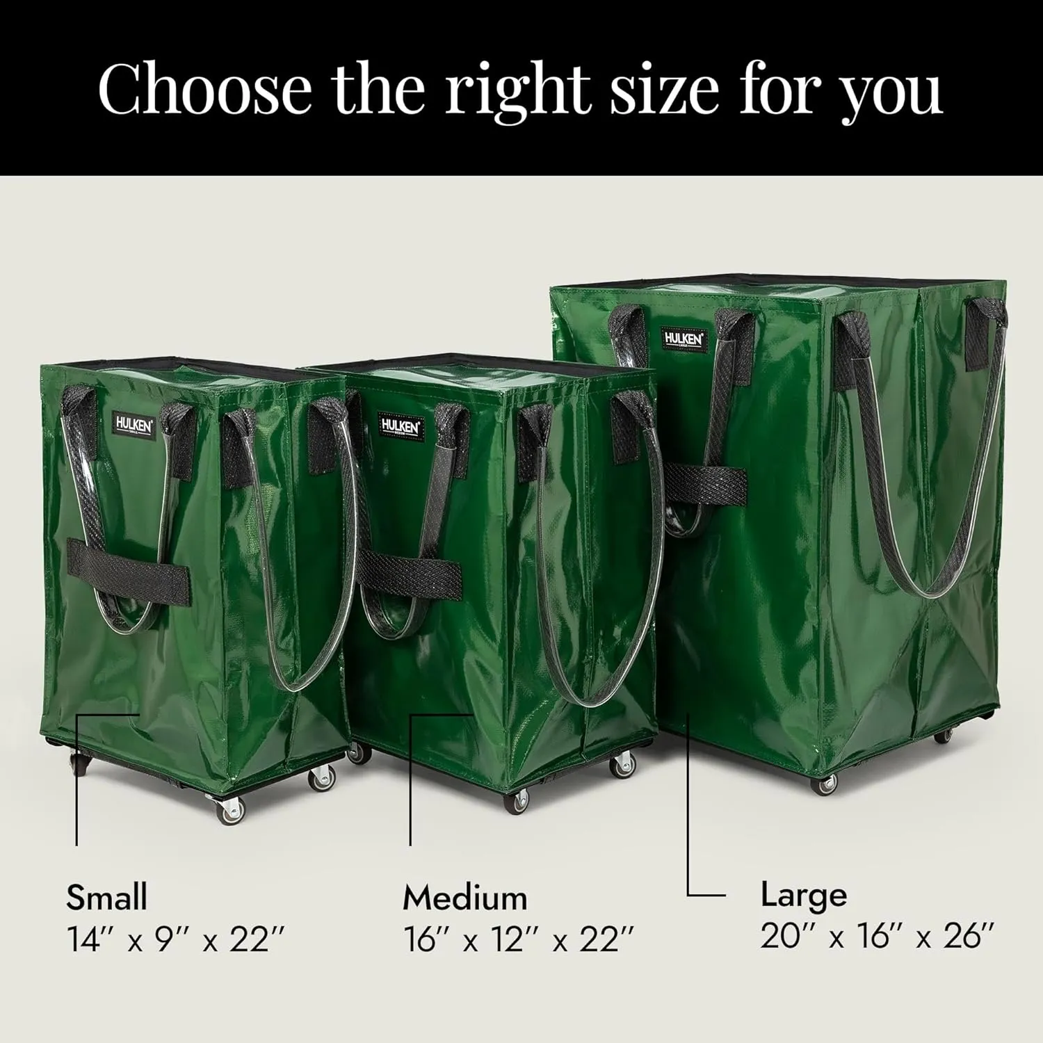 (Large, Forest Green Reusable Grocery Bag On Wheels, Shopping Trolley, Rolling Tote, Zipper Closure, Lightweight, Carries Up to 66 lb, Folds Flat, Unbreakable Handles