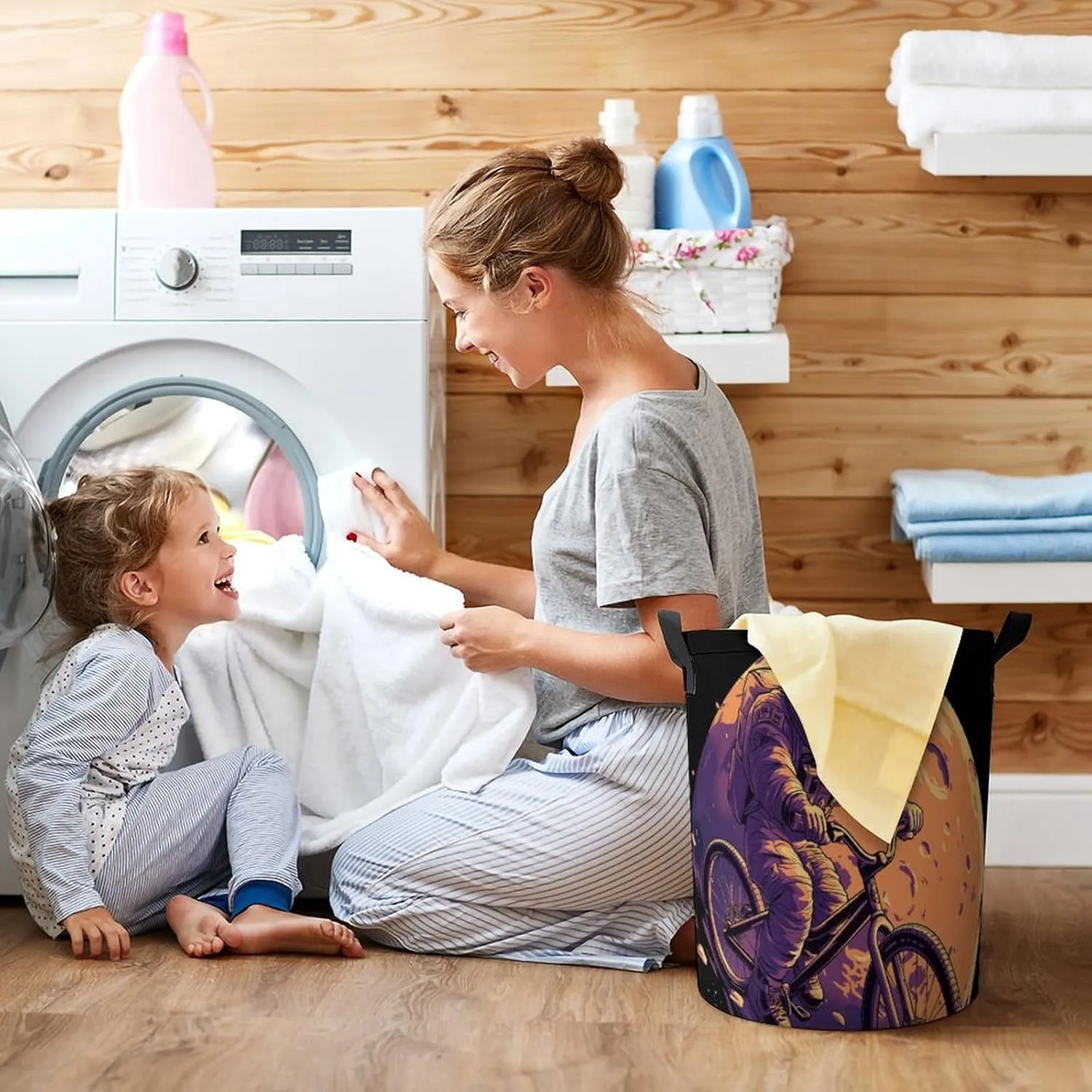 Laundry Hampers, Large Drawstring Laundry Bag, Removable Laundry Bags, Collapsible Storage Bin with Handles for Home Organization, Kids Room, Nursery Bicycles-Equipment And Supplies