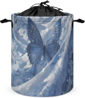 Laundry Hampers, Large Drawstring Laundry Bag, Removable Laundry Bags, Collapsible Storage Bin with Handles for Home Organization, Kids Room, Nursery Butterfly