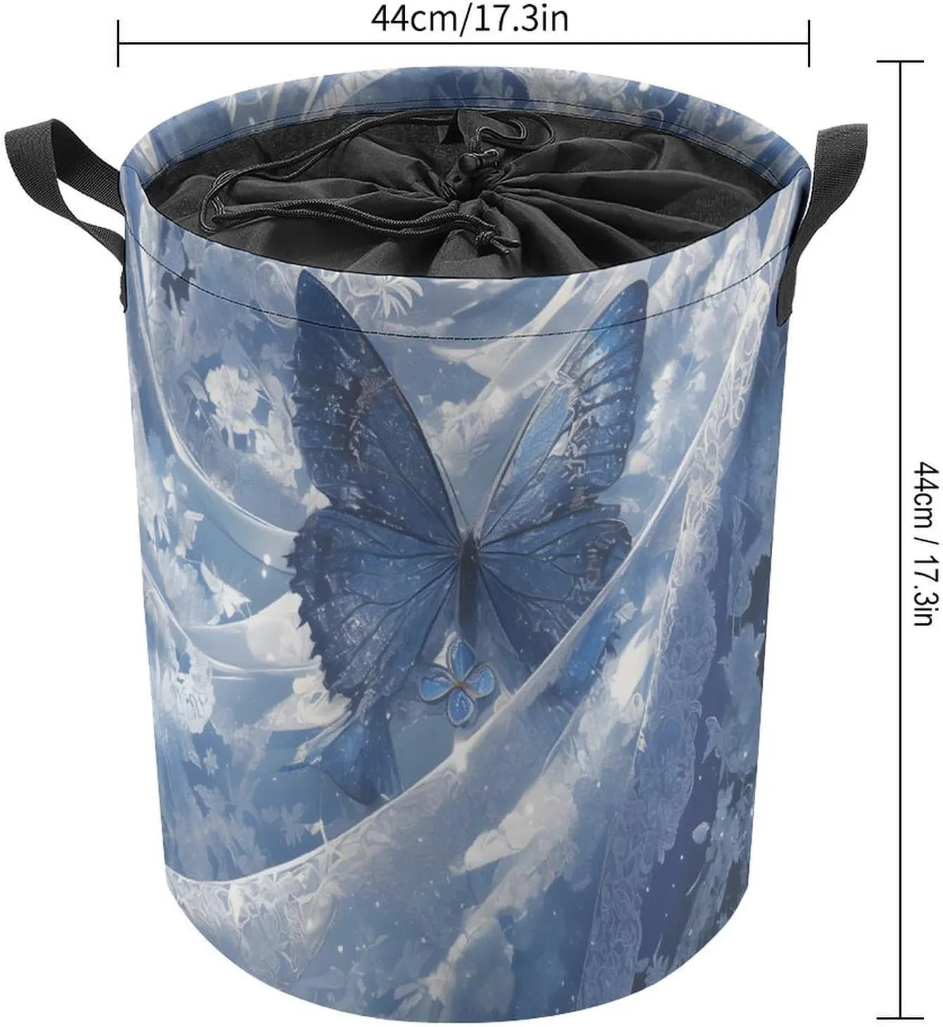 Laundry Hampers, Large Drawstring Laundry Bag, Removable Laundry Bags, Collapsible Storage Bin with Handles for Home Organization, Kids Room, Nursery Butterfly