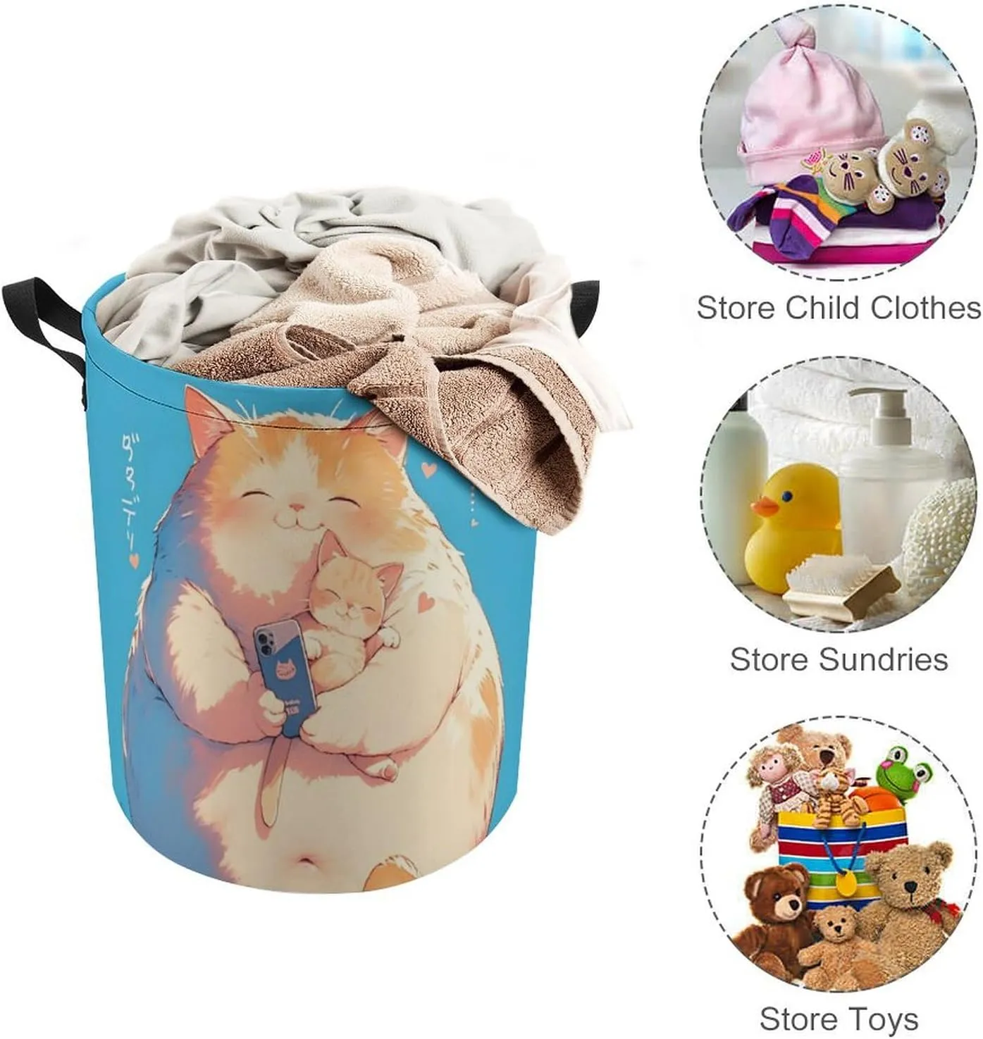 Laundry Hampers, Large Drawstring Laundry Bag, Removable Laundry Bags, Collapsible Storage Bin with Handles for Home Organization, Kids Room, Nursery Carnivore