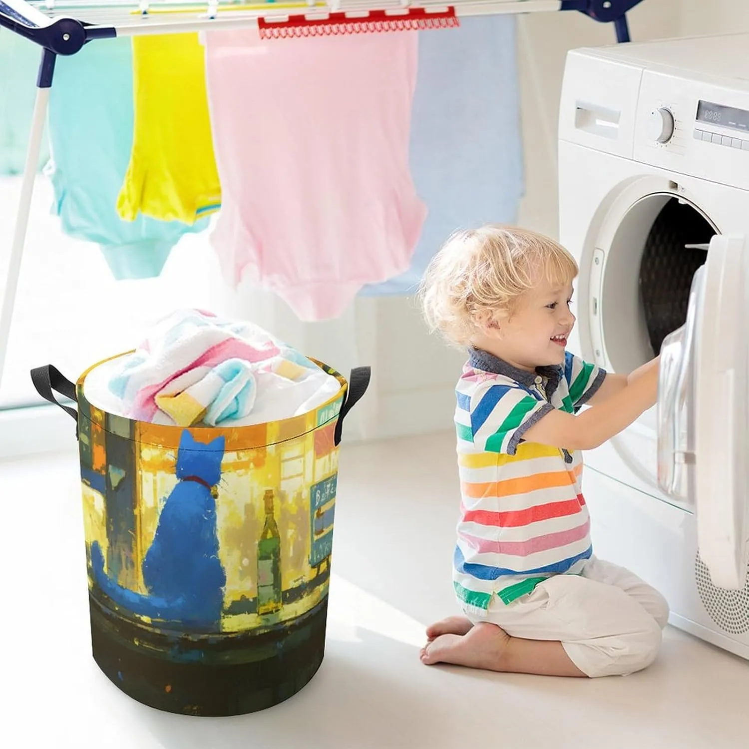 Laundry Hampers, Large Drawstring Laundry Bag, Removable Laundry Bags, Collapsible Storage Bin with Handles for Home Organization, Kids Room, Nursery Carnivore