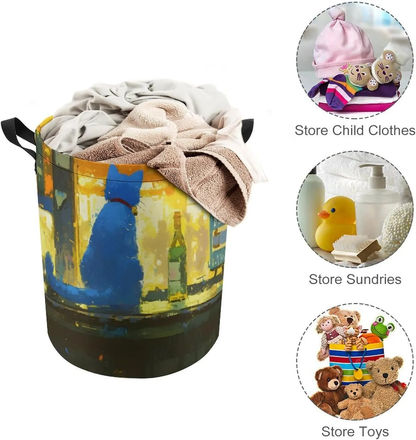 Laundry Hampers, Large Drawstring Laundry Bag, Removable Laundry Bags, Collapsible Storage Bin with Handles for Home Organization, Kids Room, Nursery Carnivore