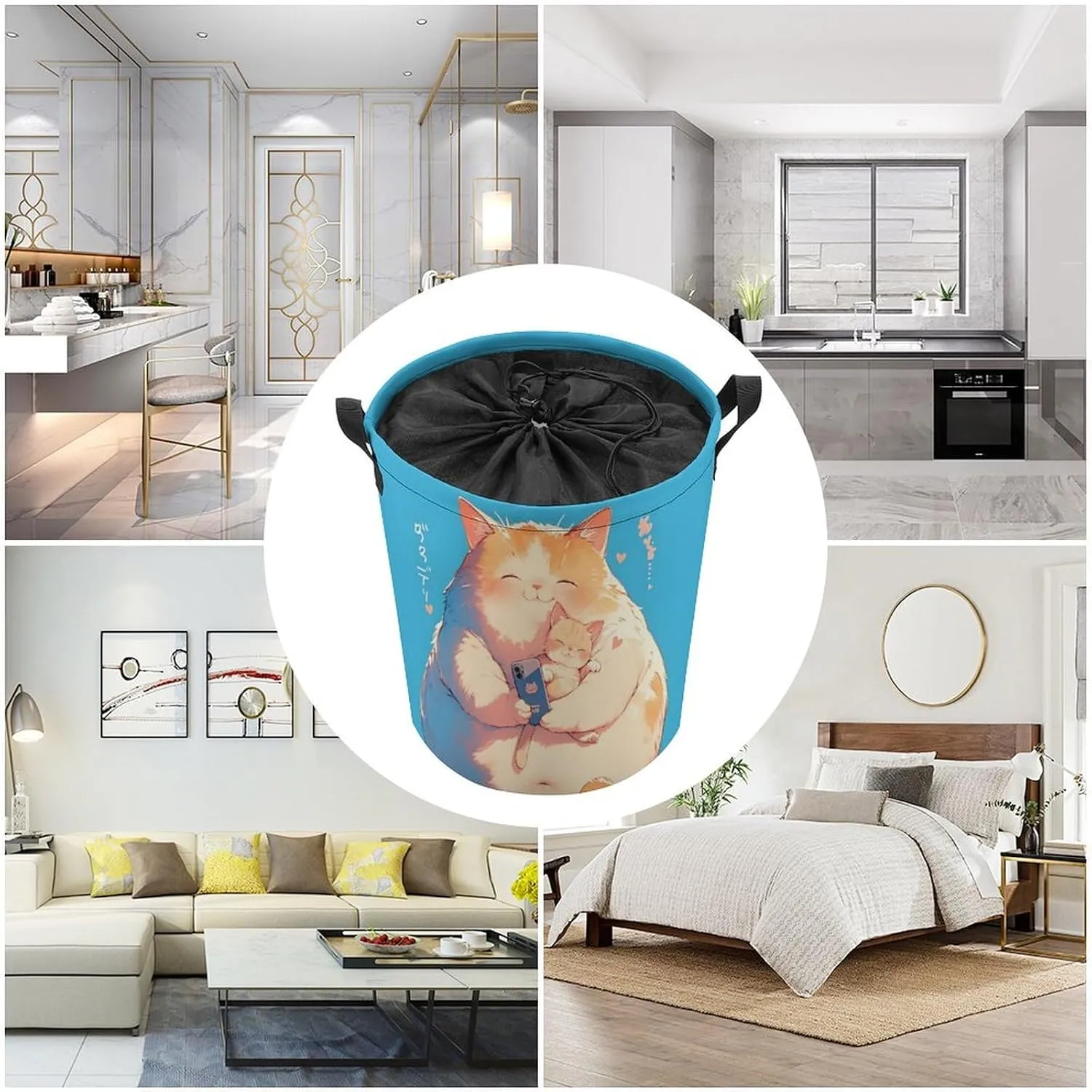 Laundry Hampers, Large Drawstring Laundry Bag, Removable Laundry Bags, Collapsible Storage Bin with Handles for Home Organization, Kids Room, Nursery Carnivore
