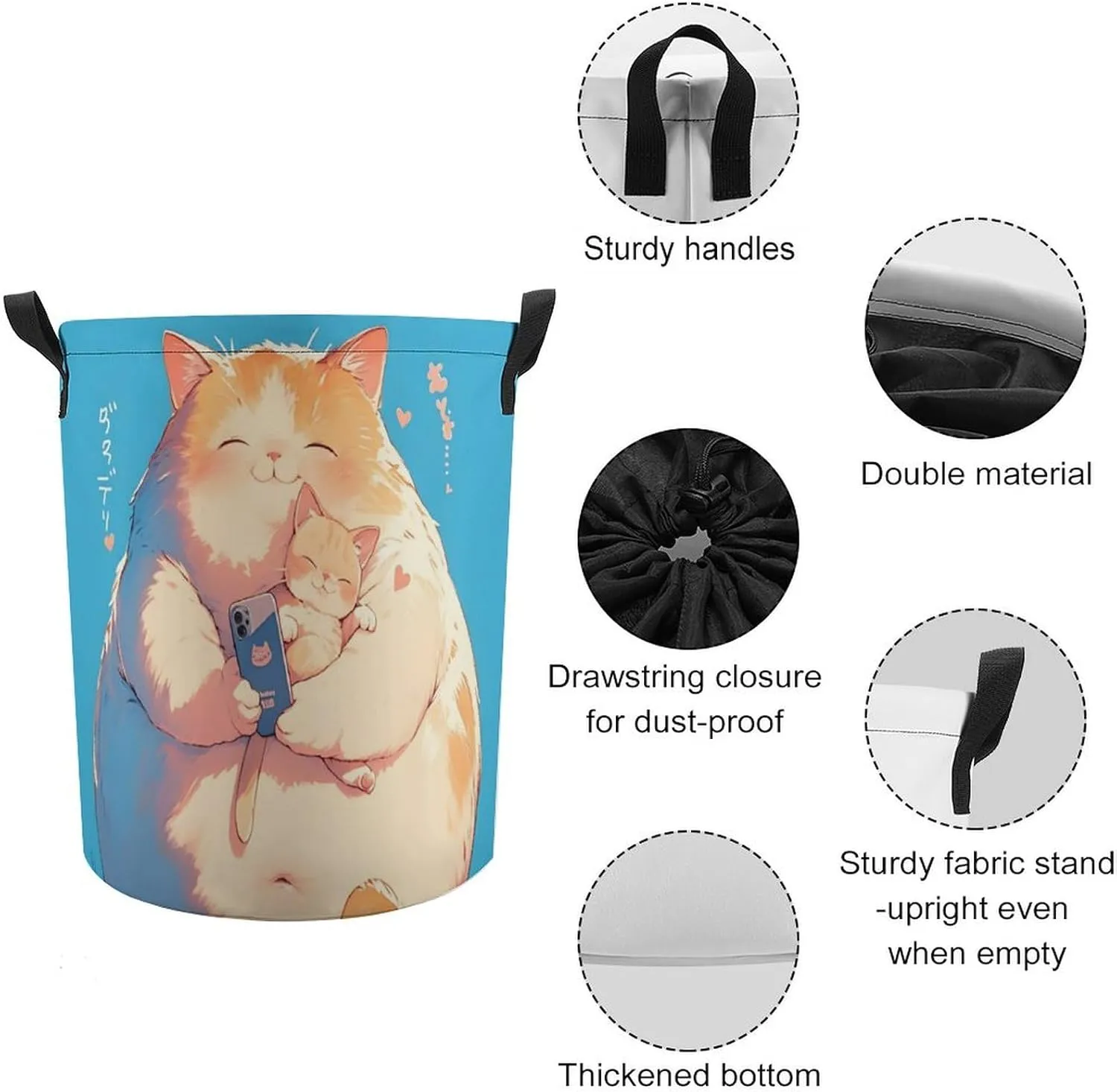 Laundry Hampers, Large Drawstring Laundry Bag, Removable Laundry Bags, Collapsible Storage Bin with Handles for Home Organization, Kids Room, Nursery Carnivore