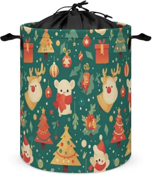Laundry Hampers, Large Drawstring Laundry Bag, Removable Laundry Bags, Collapsible Storage Bin with Handles for Home Organization, Kids Room, Nursery Christmas Eve