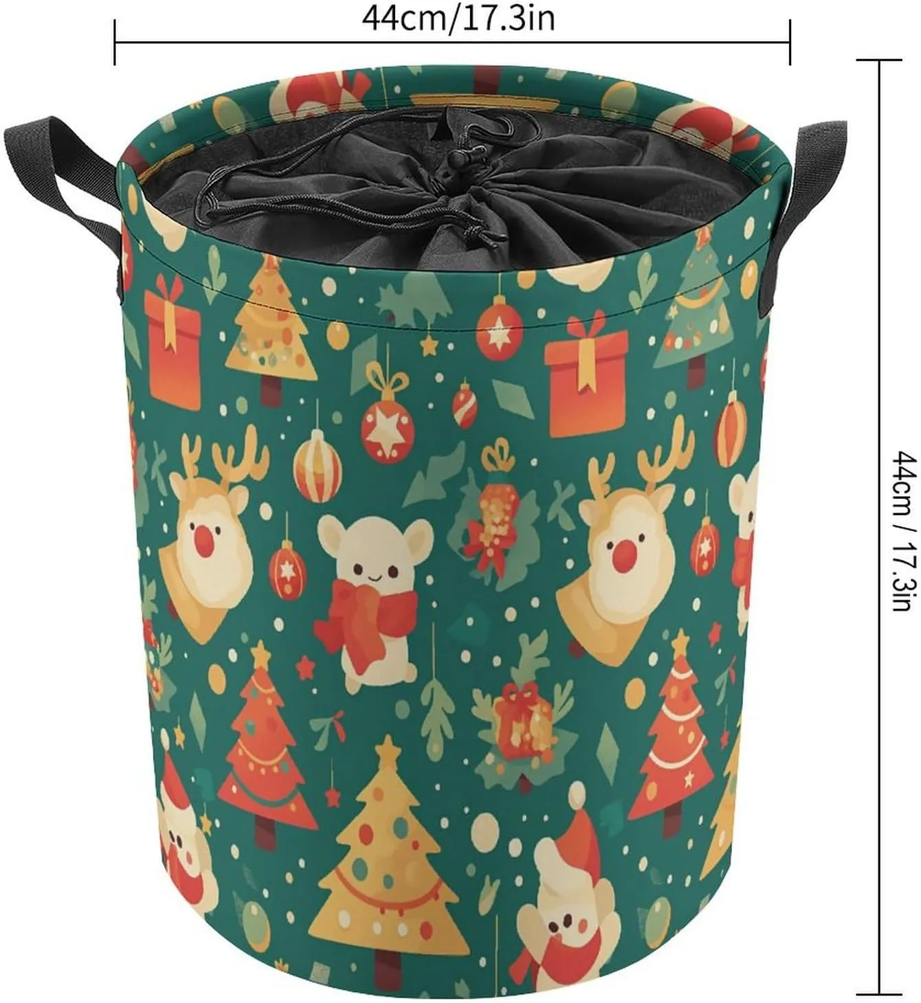 Laundry Hampers, Large Drawstring Laundry Bag, Removable Laundry Bags, Collapsible Storage Bin with Handles for Home Organization, Kids Room, Nursery Christmas Eve
