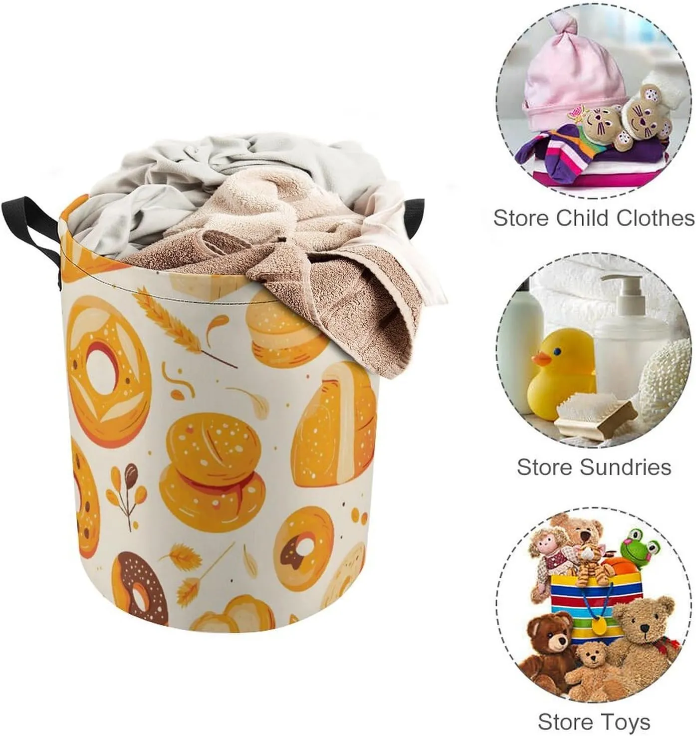Laundry Hampers, Large Drawstring Laundry Bag, Removable Laundry Bags, Collapsible Storage Bin with Handles for Home Organization, Kids Room, Nursery Cuisine