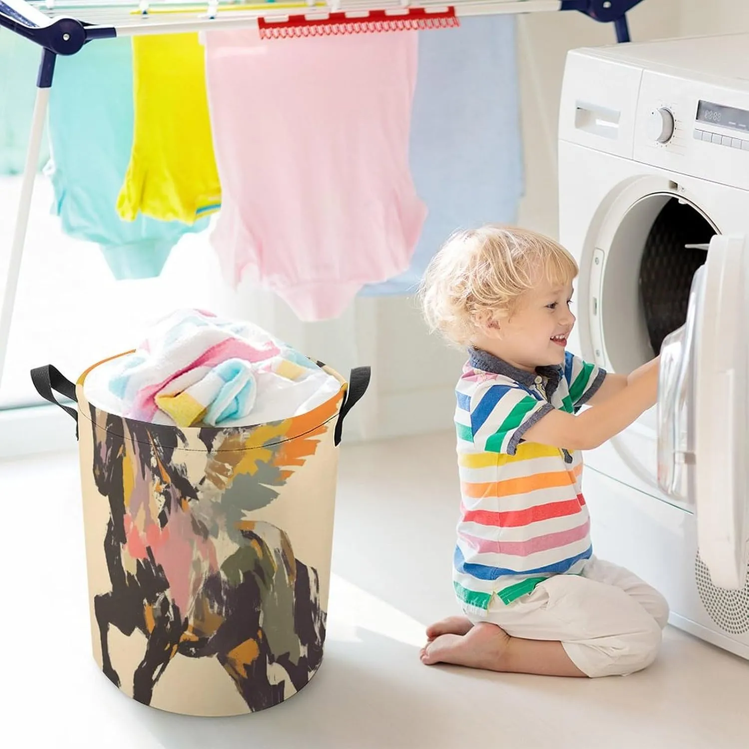 Laundry Hampers, Large Drawstring Laundry Bag, Removable Laundry Bags, Collapsible Storage Bin with Handles for Home Organization, Kids Room, Nursery Pack Animal