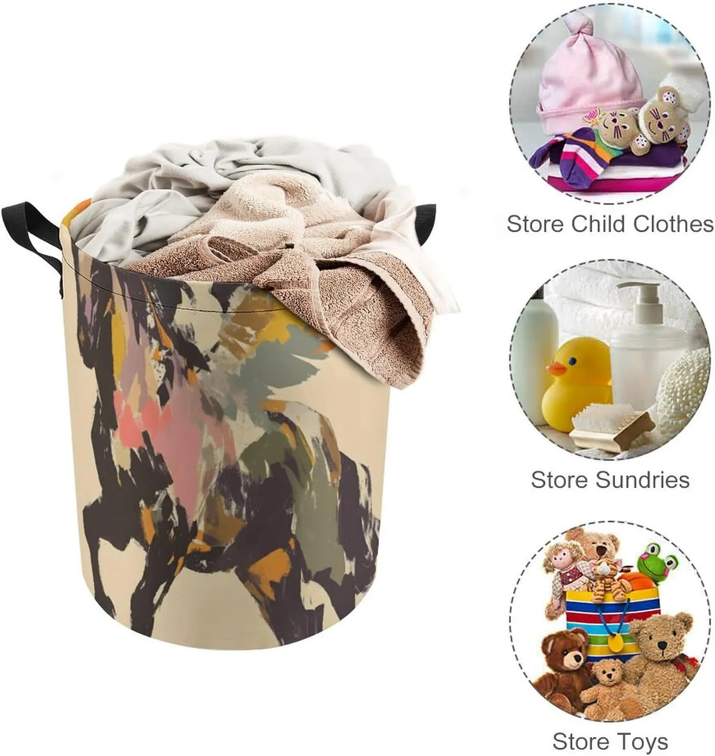 Laundry Hampers, Large Drawstring Laundry Bag, Removable Laundry Bags, Collapsible Storage Bin with Handles for Home Organization, Kids Room, Nursery Pack Animal