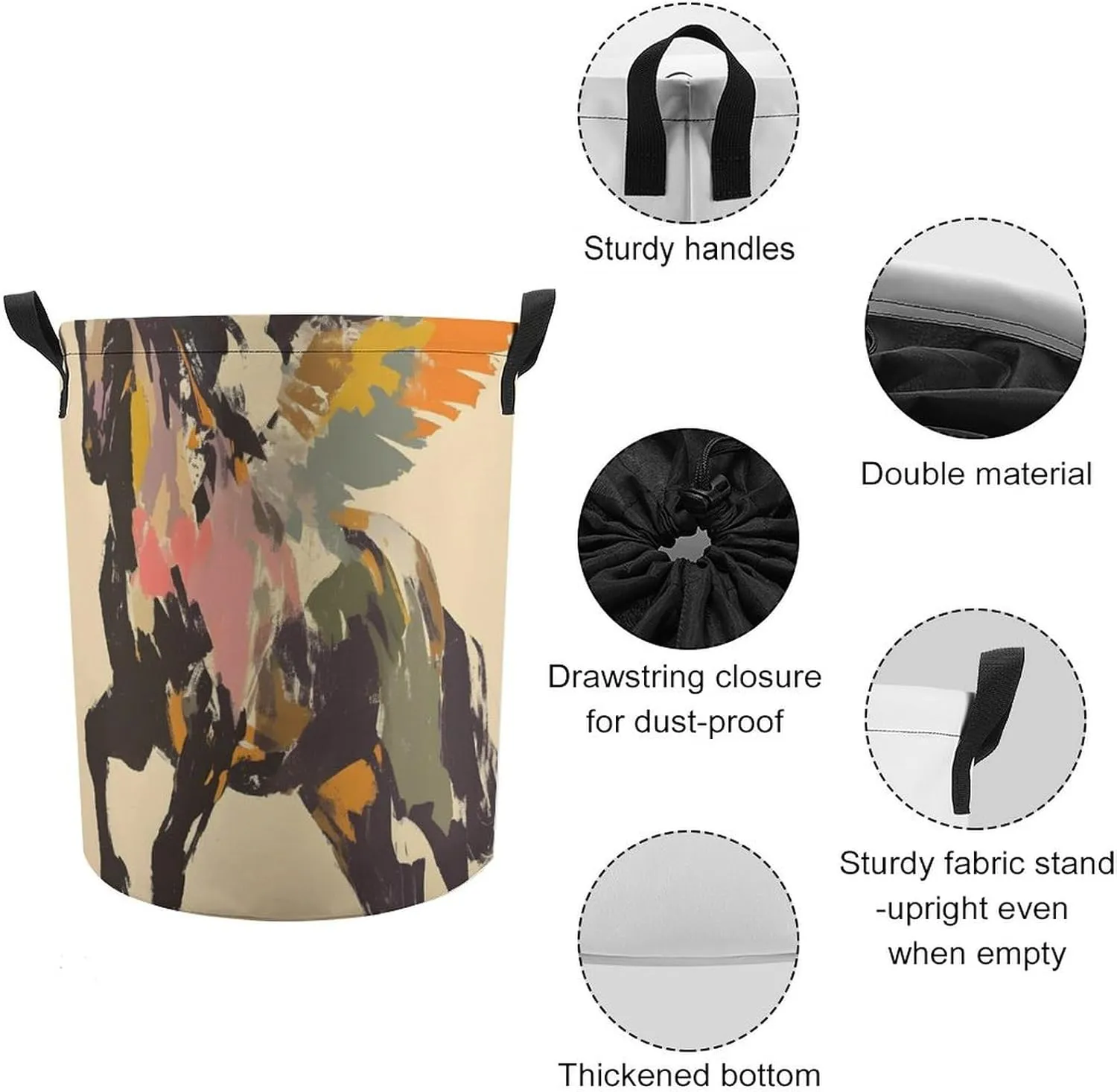Laundry Hampers, Large Drawstring Laundry Bag, Removable Laundry Bags, Collapsible Storage Bin with Handles for Home Organization, Kids Room, Nursery Pack Animal