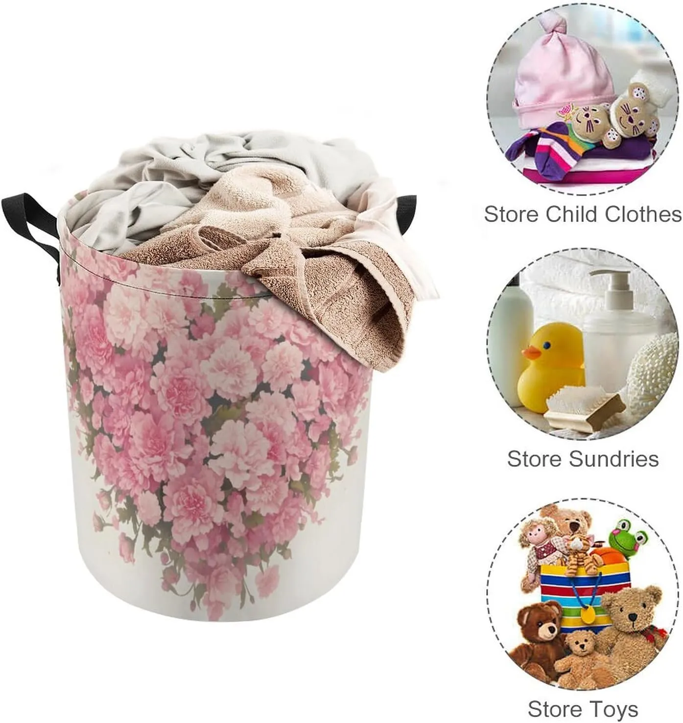 Laundry Hampers, Large Drawstring Laundry Bag, Removable Laundry Bags, Collapsible Storage Bin with Handles for Home Organization, Kids Room, Nursery Plant