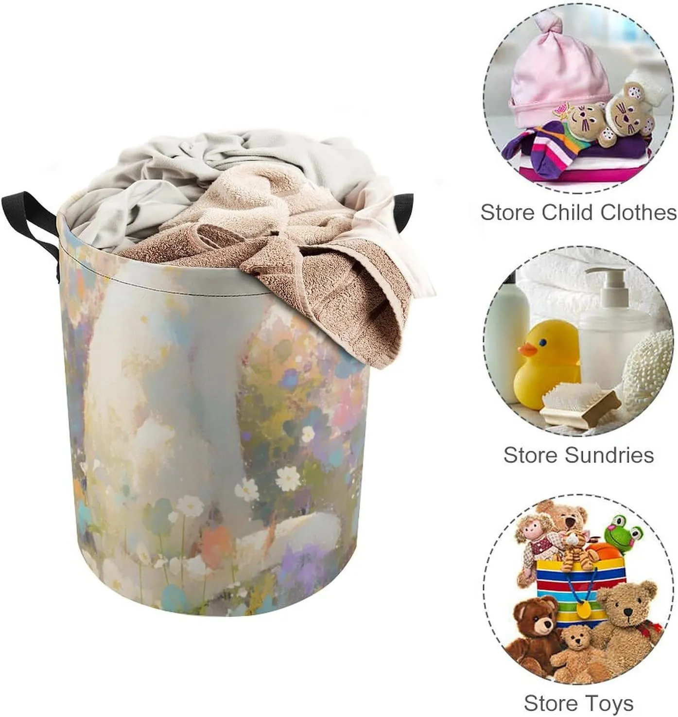 Laundry Hampers, Large Drawstring Laundry Bag, Removable Laundry Bags, Collapsible Storage Bin with Handles for Home Organization, Kids Room, Nursery Small to Medium-sized Cats