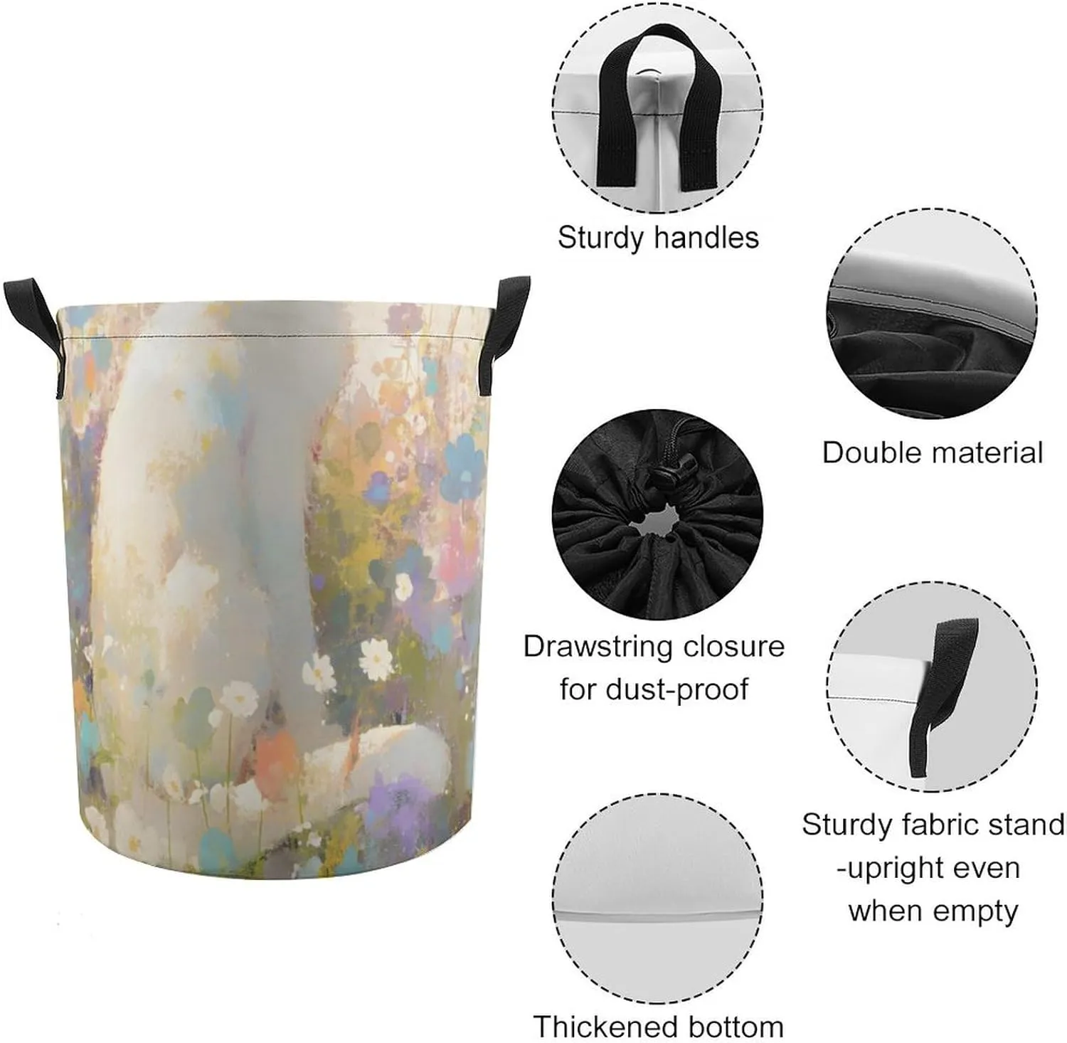 Laundry Hampers, Large Drawstring Laundry Bag, Removable Laundry Bags, Collapsible Storage Bin with Handles for Home Organization, Kids Room, Nursery Small to Medium-sized Cats