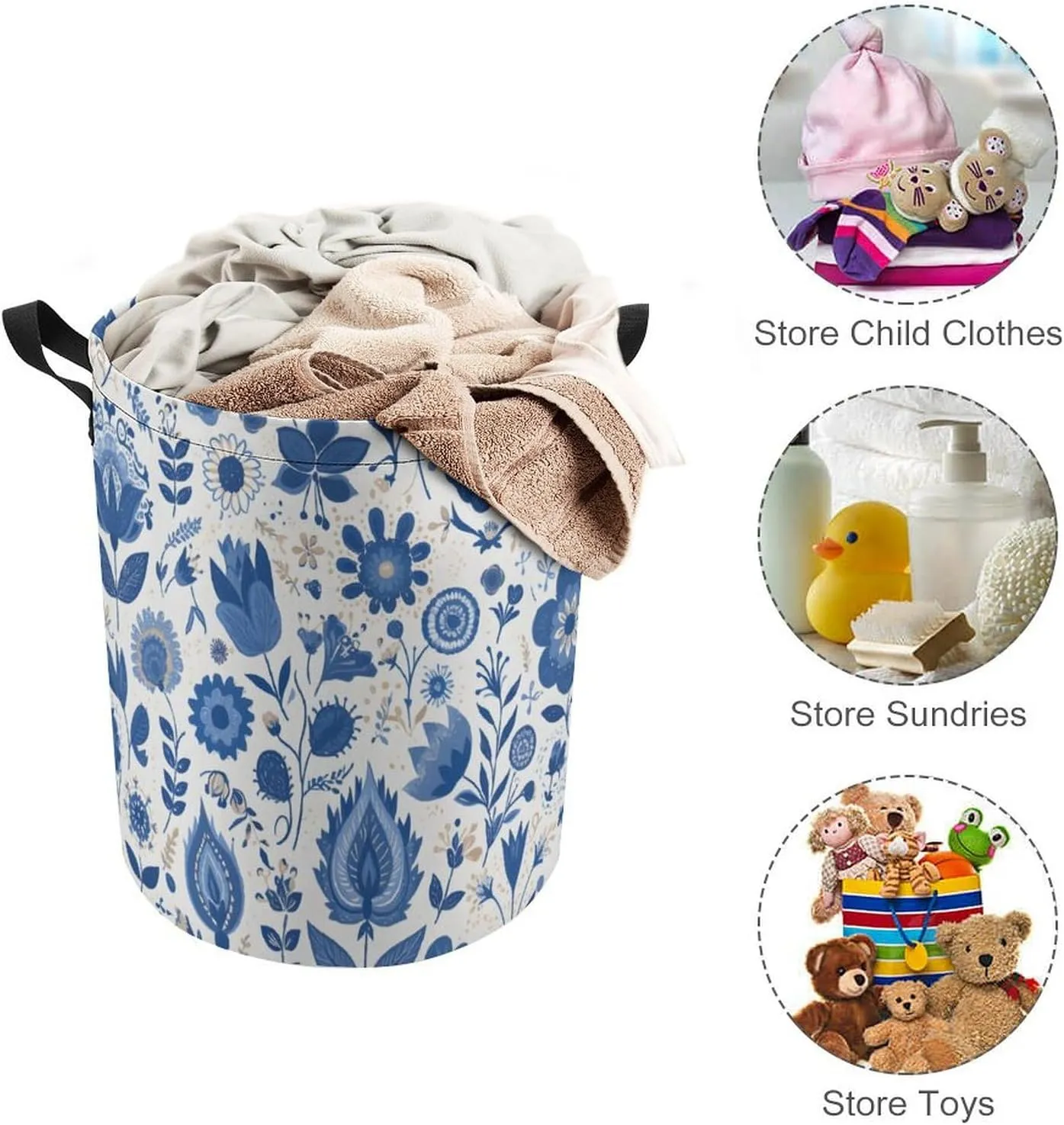 Laundry Hampers, Large Drawstring Laundry Bag, Removable Laundry Bags, Collapsible Storage Bin with Handles for Home Organization, Kids Room, Nursery Textile