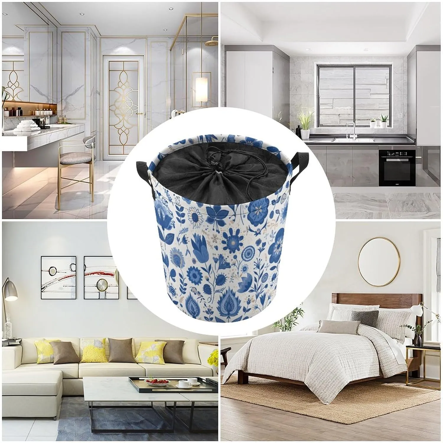 Laundry Hampers, Large Drawstring Laundry Bag, Removable Laundry Bags, Collapsible Storage Bin with Handles for Home Organization, Kids Room, Nursery Textile