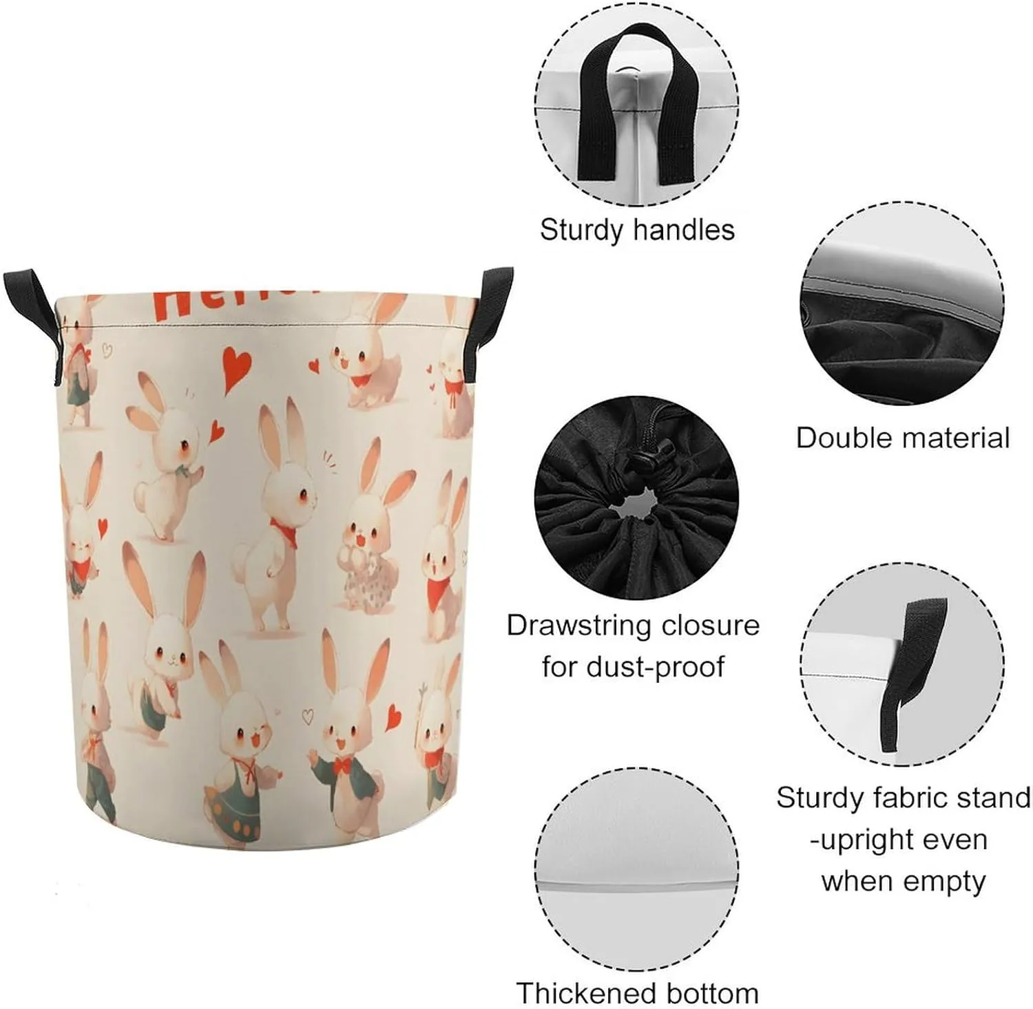 Laundry Hampers, Large Drawstring Laundry Bag, Removable Laundry Bags, Collapsible Storage Bin with Handles for Home Organization, Kids Room, Nursery Vertebrate
